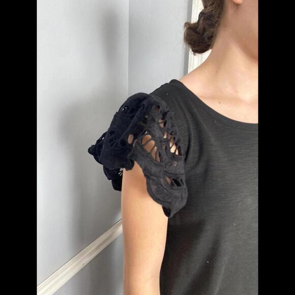 Joy Joy Chic Black Dress with Unique Lace Sleeves - Picture 4 of 11